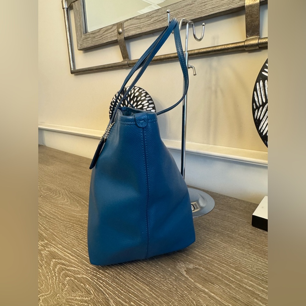 Coach Teal Leather Tote Bag - Picture 7 of 13